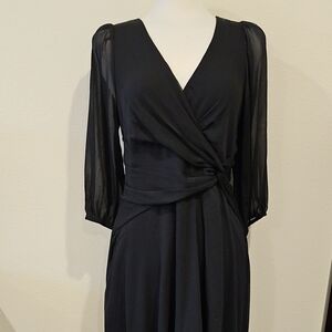 DKNY Chic Black Wrap Long Sleeve Dress